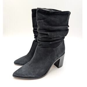 Schutz Ashlee Slouch Block Heel Boots Women's Black Size US7.5B EU37.5